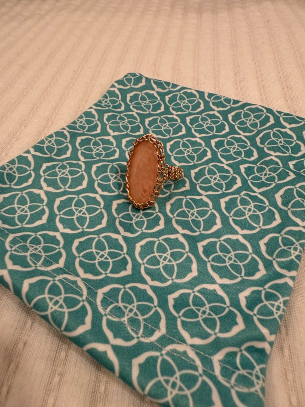 Kendra Scott Rose Gold Filigree Cameo Ring - Peachy Pink Center